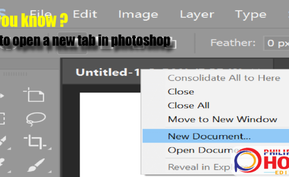 how to open a new tab in photoshop