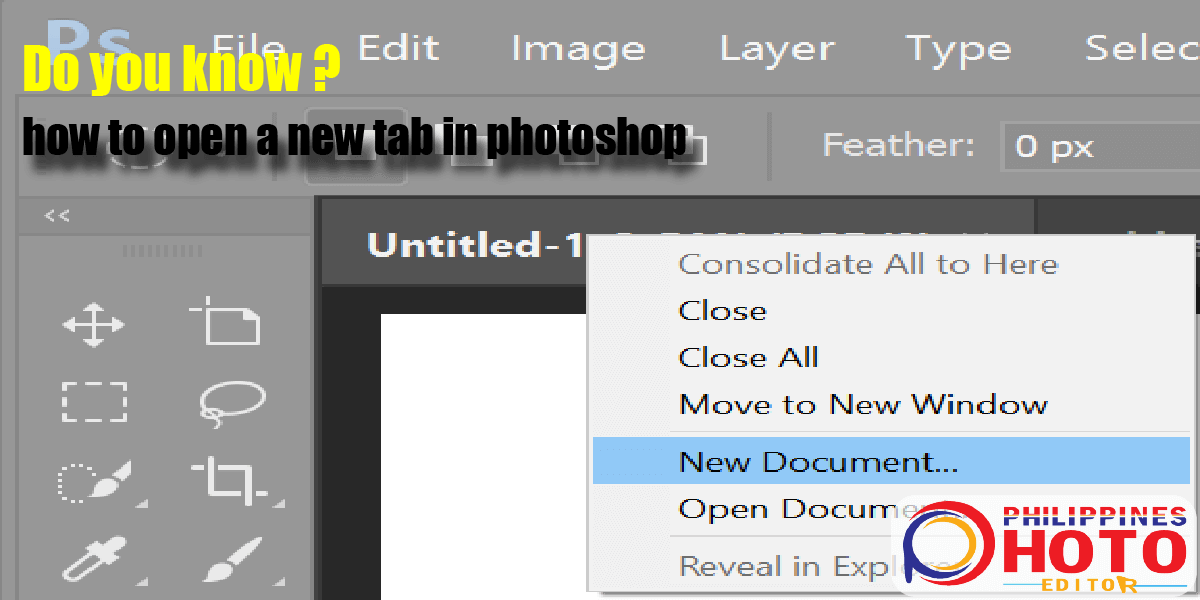 how to open a new tab in photoshop