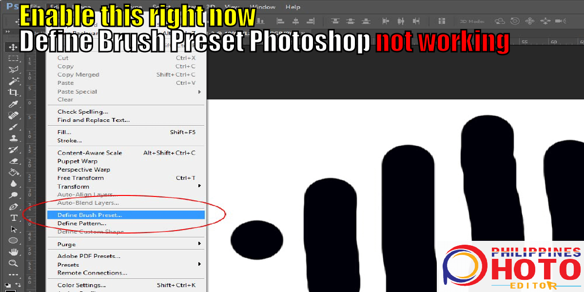 Define Brush Preset Photoshop not working