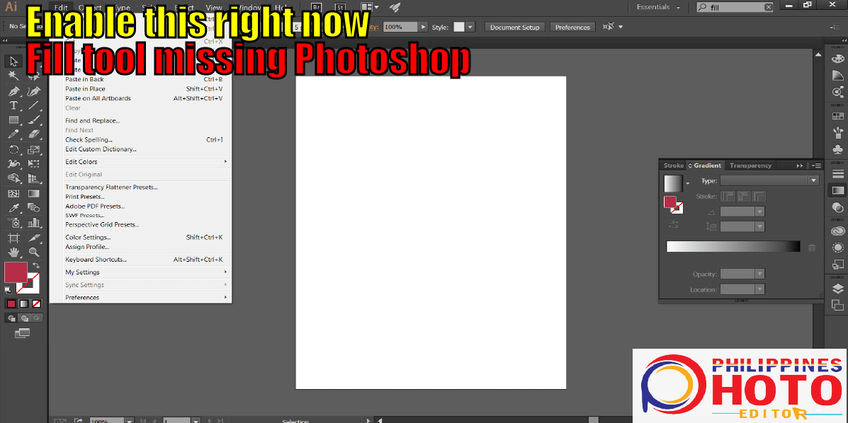 Fill tool missing Photoshop