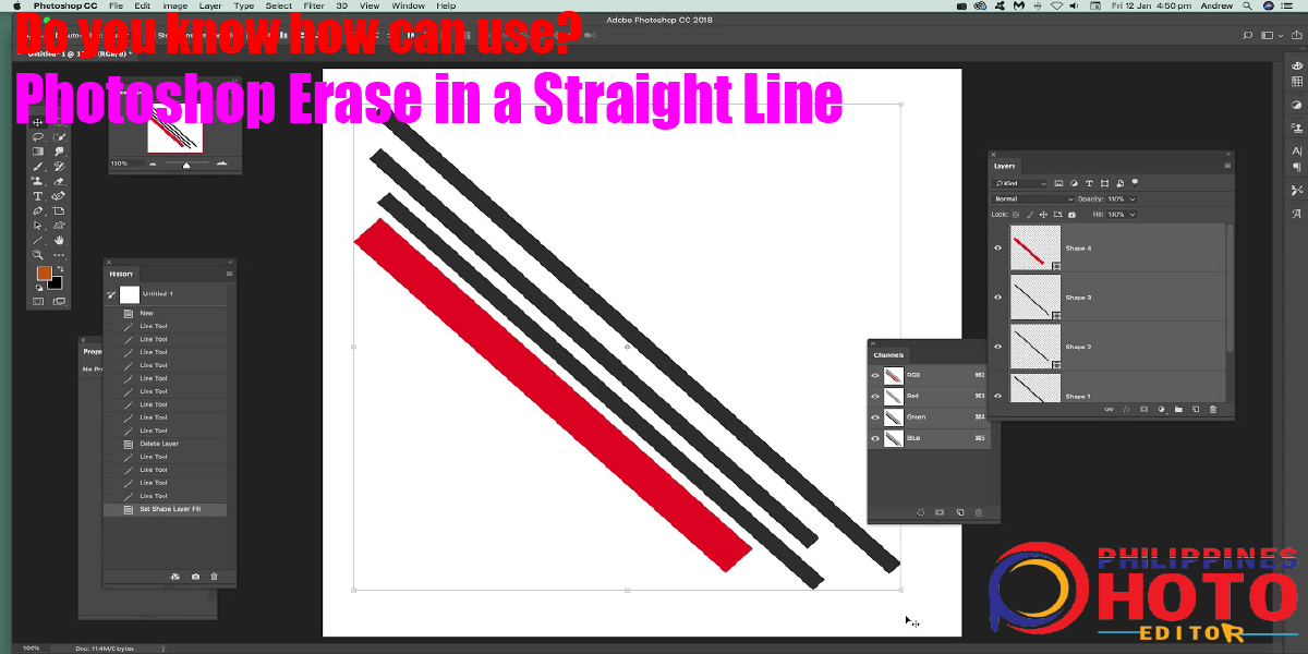 Photoshop Erase in a Straight Line